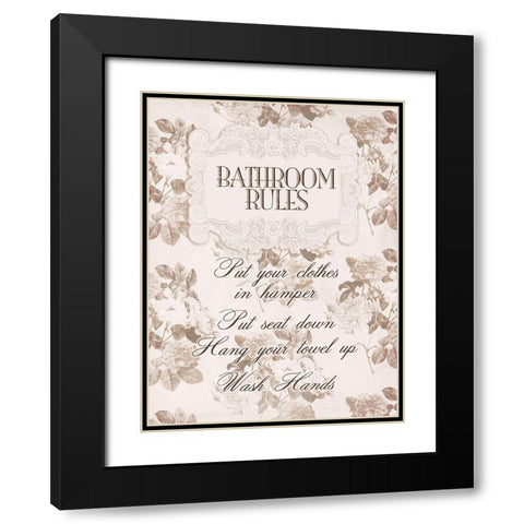 Bathrrom Rules 2 Black Modern Wood Framed Art Print with Double Matting by Villa, Milli