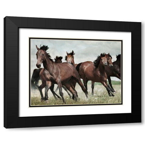 Running Horses 3 Black Modern Wood Framed Art Print with Double Matting by Villa, Milli