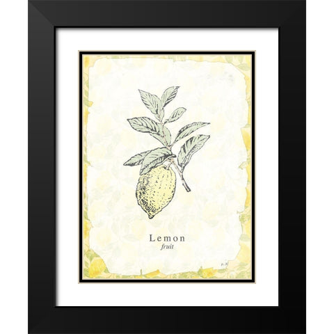 Lemon Fruit Black Modern Wood Framed Art Print with Double Matting by Villa, Milli