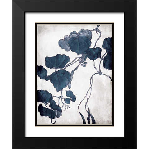Blue Hanging Leaves 1 Black Modern Wood Framed Art Print with Double Matting by Villa, Milli