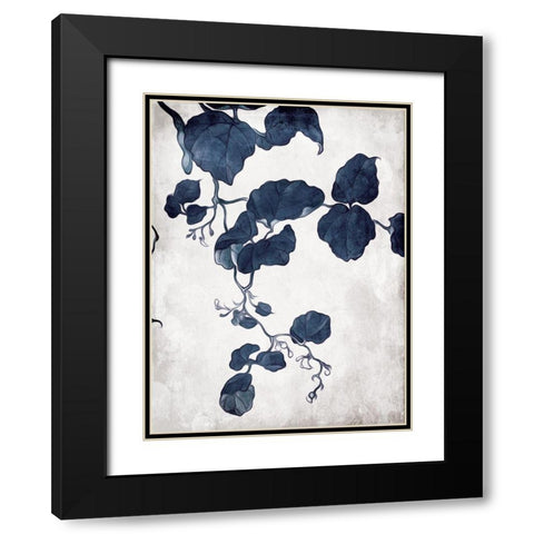 Blue Hanging Leaves 2 Black Modern Wood Framed Art Print with Double Matting by Villa, Milli