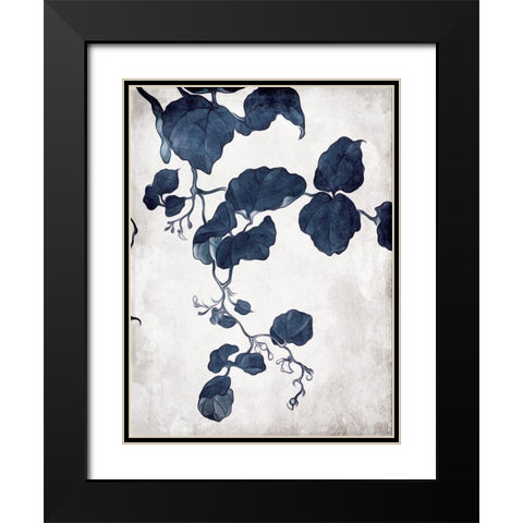Blue Hanging Leaves 2 Black Modern Wood Framed Art Print with Double Matting by Villa, Milli