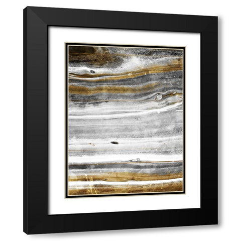 Gold Flow Black Modern Wood Framed Art Print with Double Matting by Villa, Milli