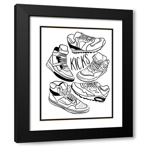 Retro Kicks Black Modern Wood Framed Art Print with Double Matting by Villa, Milli