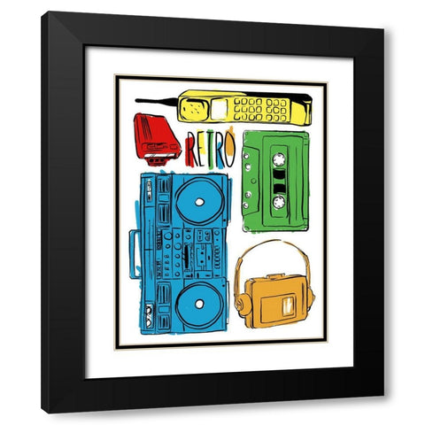 Retro Electronix Colored Black Modern Wood Framed Art Print with Double Matting by Villa, Milli