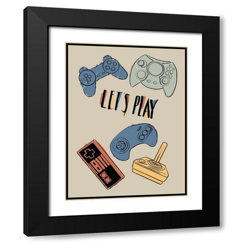 Retro Game Play Black Modern Wood Framed Art Print with Double Matting by Villa, Milli