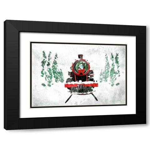 A Train In Christmas Black Modern Wood Framed Art Print with Double Matting by Villa, Milli