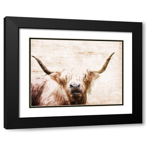 The Bull Look Black Modern Wood Framed Art Print with Double Matting by Villa, Milli