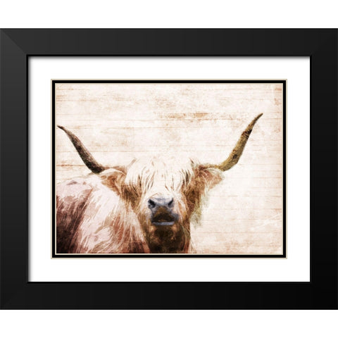 The Bull Look Black Modern Wood Framed Art Print with Double Matting by Villa, Milli