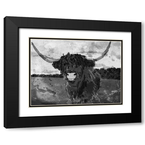 Hi Bull BW Black Modern Wood Framed Art Print with Double Matting by Villa, Milli