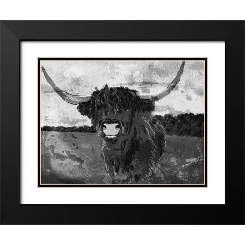 Hi Bull BW Black Modern Wood Framed Art Print with Double Matting by Villa, Milli