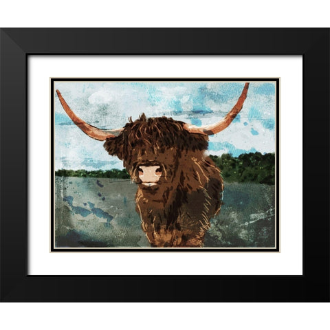 Hi Bull Black Modern Wood Framed Art Print with Double Matting by Villa, Milli