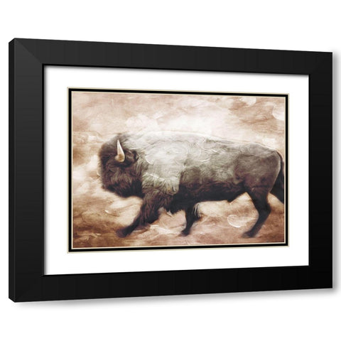 Buffalo Walk Black Modern Wood Framed Art Print with Double Matting by Villa, Milli