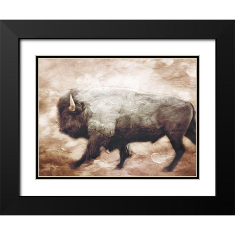 Buffalo Walk Black Modern Wood Framed Art Print with Double Matting by Villa, Milli