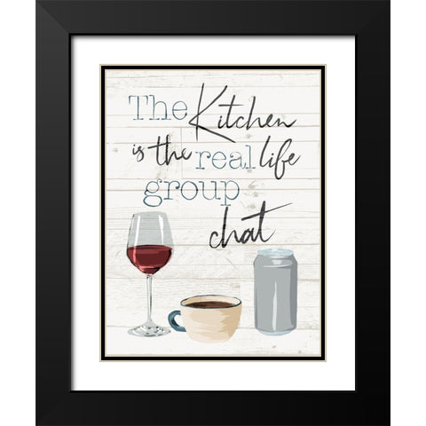 Kitchen Group Chat Black Modern Wood Framed Art Print with Double Matting by Villa, Milli