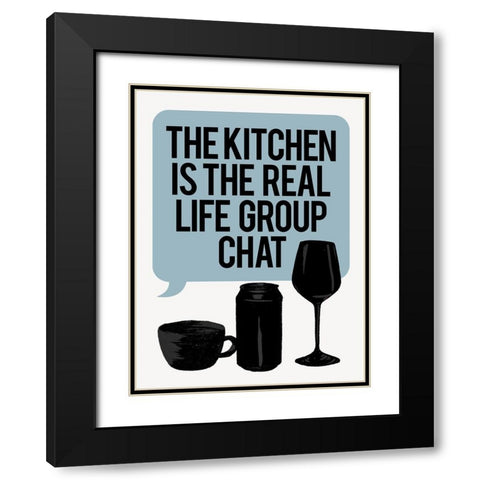 Bubble Kitchen Group Chat Black Modern Wood Framed Art Print with Double Matting by Villa, Milli
