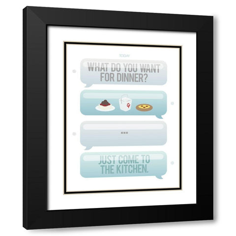 Texting For Dinner Black Modern Wood Framed Art Print with Double Matting by Villa, Milli