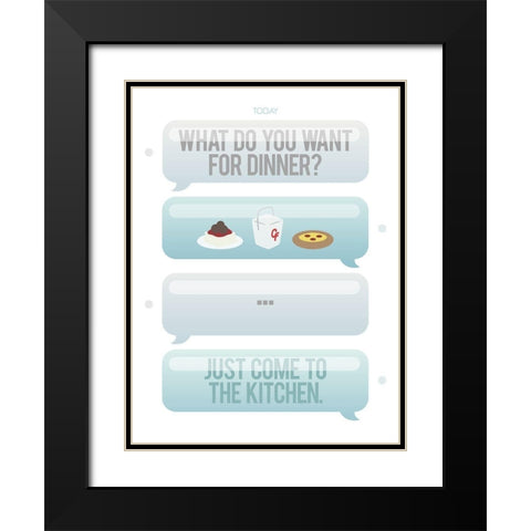 Texting For Dinner Black Modern Wood Framed Art Print with Double Matting by Villa, Milli