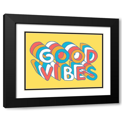Good Vibes Black Modern Wood Framed Art Print with Double Matting by Villa, Milli