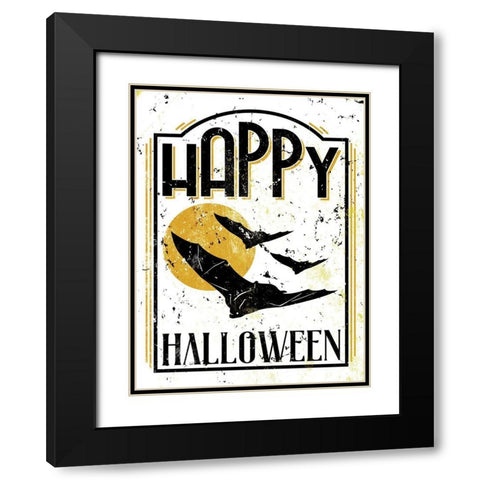 Happy Bat Orange Black Modern Wood Framed Art Print with Double Matting by Villa, Milli
