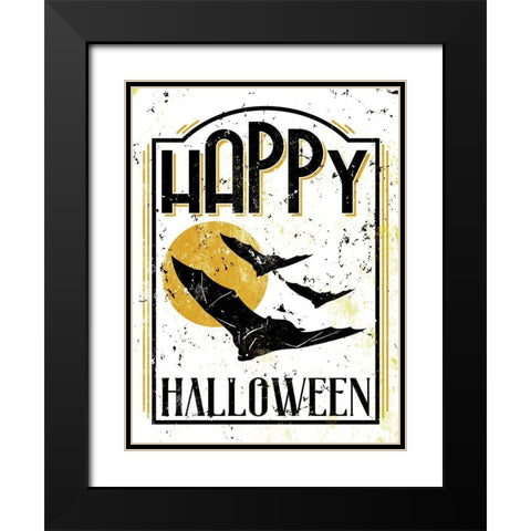 Happy Bat Orange Black Modern Wood Framed Art Print with Double Matting by Villa, Milli