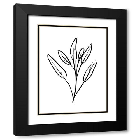 Simple Flowers 2 Black Modern Wood Framed Art Print with Double Matting by Villa, Milli