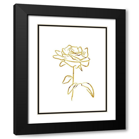 Simple Gold Flowers 1 Black Modern Wood Framed Art Print with Double Matting by Villa, Milli