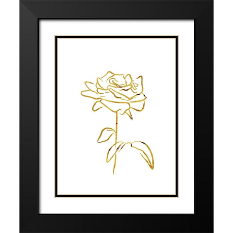 Simple Gold Flowers 1 Black Modern Wood Framed Art Print with Double Matting by Villa, Milli