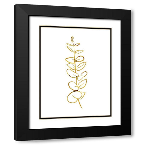 Simple Gold Flowers 3 Black Modern Wood Framed Art Print with Double Matting by Villa, Milli