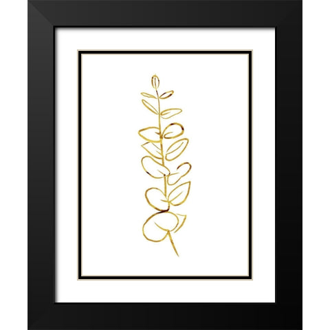 Simple Gold Flowers 3 Black Modern Wood Framed Art Print with Double Matting by Villa, Milli