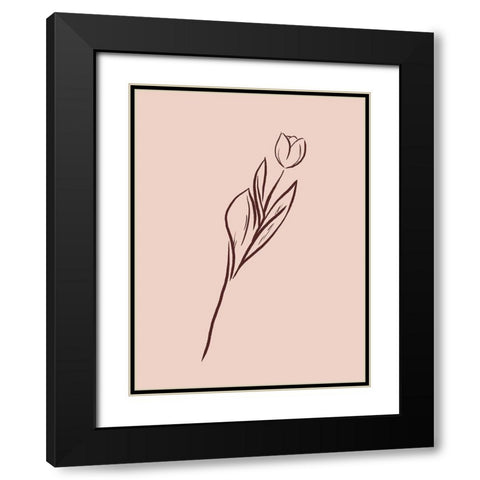 Simple Rose Flowers 2 Black Modern Wood Framed Art Print with Double Matting by Villa, Milli