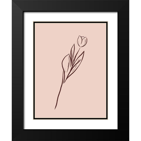 Simple Rose Flowers 2 Black Modern Wood Framed Art Print with Double Matting by Villa, Milli