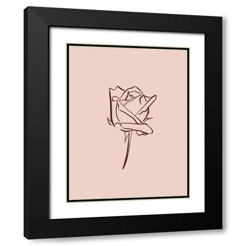 Simple Rose Flowers 4 Black Modern Wood Framed Art Print with Double Matting by Villa, Milli