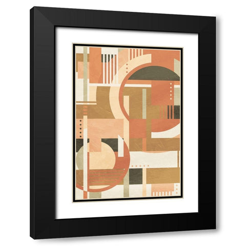 Geo Puzzle Boho Style Black Modern Wood Framed Art Print with Double Matting by Villa, Milli