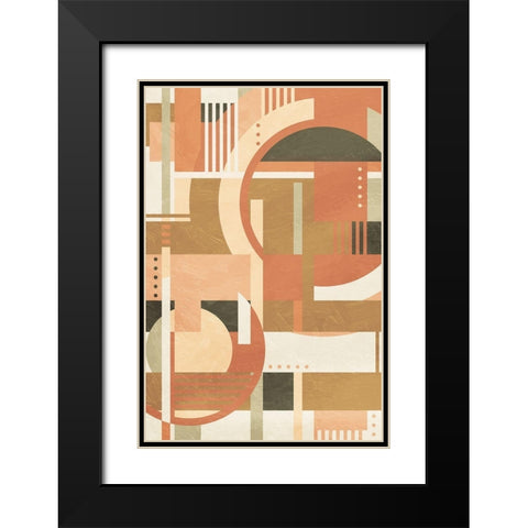 Geo Puzzle Boho Style Black Modern Wood Framed Art Print with Double Matting by Villa, Milli