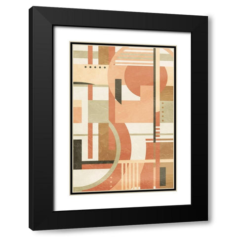 Geo Puzzle Boho Style Mate Black Modern Wood Framed Art Print with Double Matting by Villa, Milli