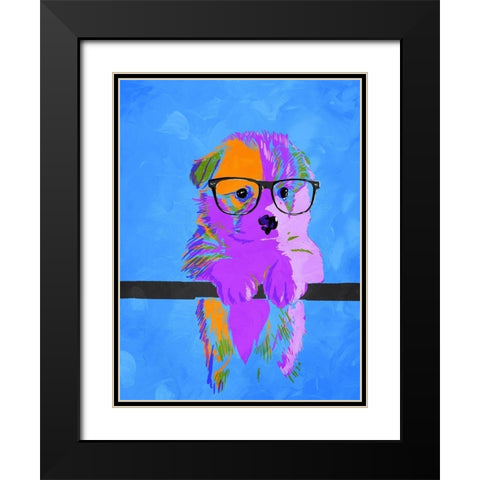 Puppy Vision V2 Black Modern Wood Framed Art Print with Double Matting by Villa, Milli