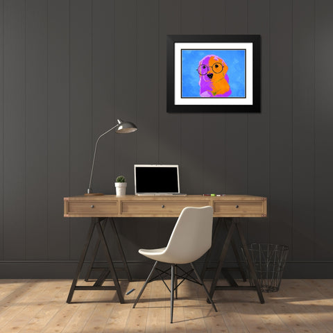Puppy Eyes V2 Black Modern Wood Framed Art Print with Double Matting by Villa, Milli