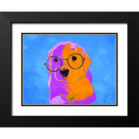 Puppy Eyes V2 Black Modern Wood Framed Art Print with Double Matting by Villa, Milli