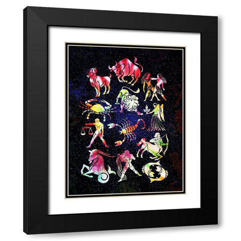 Zodiac Tie Dye Reverse Black Modern Wood Framed Art Print with Double Matting by Villa, Milli