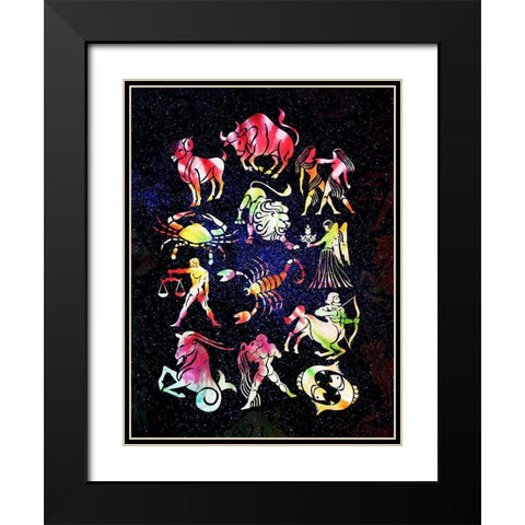 Zodiac Tie Dye Reverse Black Modern Wood Framed Art Print with Double Matting by Villa, Milli
