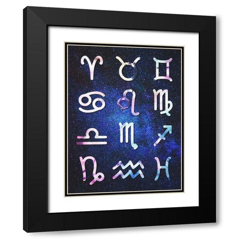 Symbol Zodiac Tie Dye Reverse Black Modern Wood Framed Art Print with Double Matting by Villa, Milli
