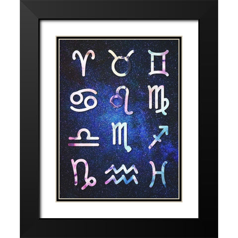 Symbol Zodiac Tie Dye Reverse Black Modern Wood Framed Art Print with Double Matting by Villa, Milli