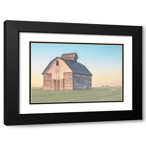 Sunset Pastel Barn Black Modern Wood Framed Art Print with Double Matting by Villa, Milli