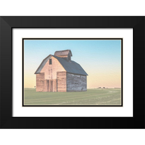Sunset Pastel Barn Black Modern Wood Framed Art Print with Double Matting by Villa, Milli