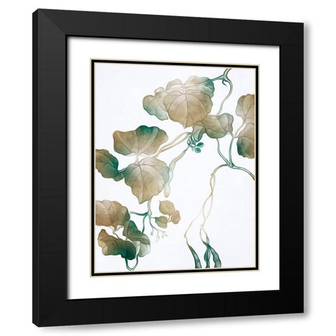 Windy Autumn Leaves 1 Black Modern Wood Framed Art Print with Double Matting by Villa, Milli