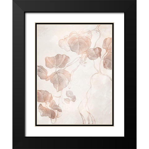Soft Boho Leaves 1 Black Modern Wood Framed Art Print with Double Matting by Villa, Milli