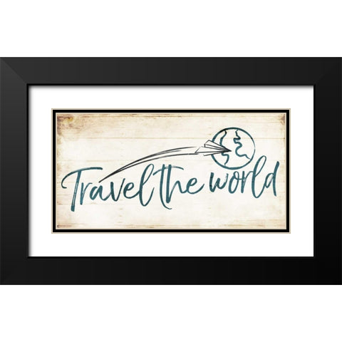 Travel The World Black Modern Wood Framed Art Print with Double Matting by Villa, Milli