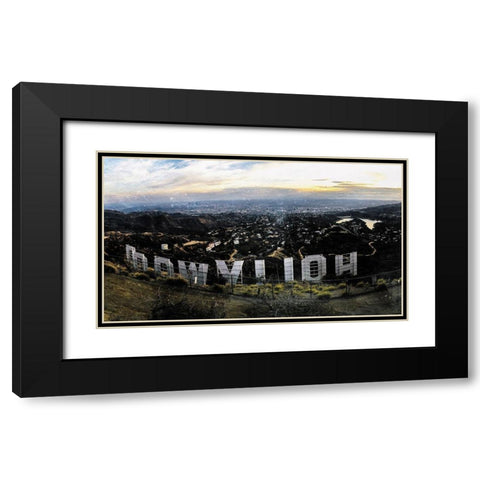 Hollywood View Black Modern Wood Framed Art Print with Double Matting by Villa, Mlli