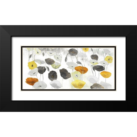Yellow Grey Poppies Black Modern Wood Framed Art Print with Double Matting by Villa, Mlli